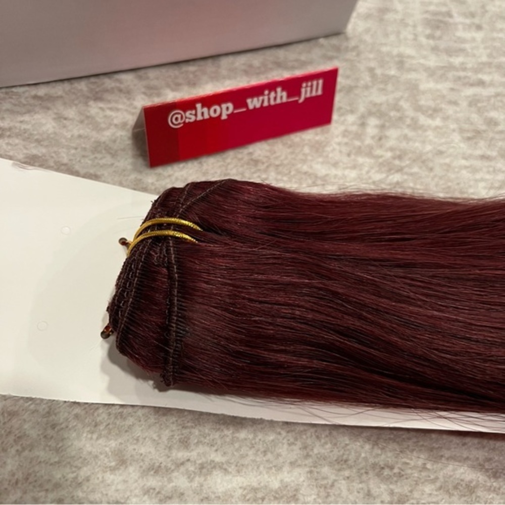 18” Burgundy #99J Lace Clip In 100% Human Hair Extensions Item#CA - Picture 7 of 17